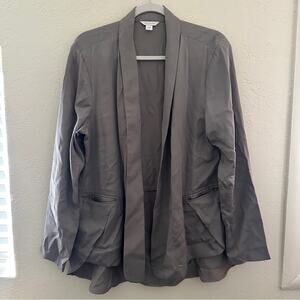 Garnet Hill Gray Open Front Pockets Tencel Cardigan XL